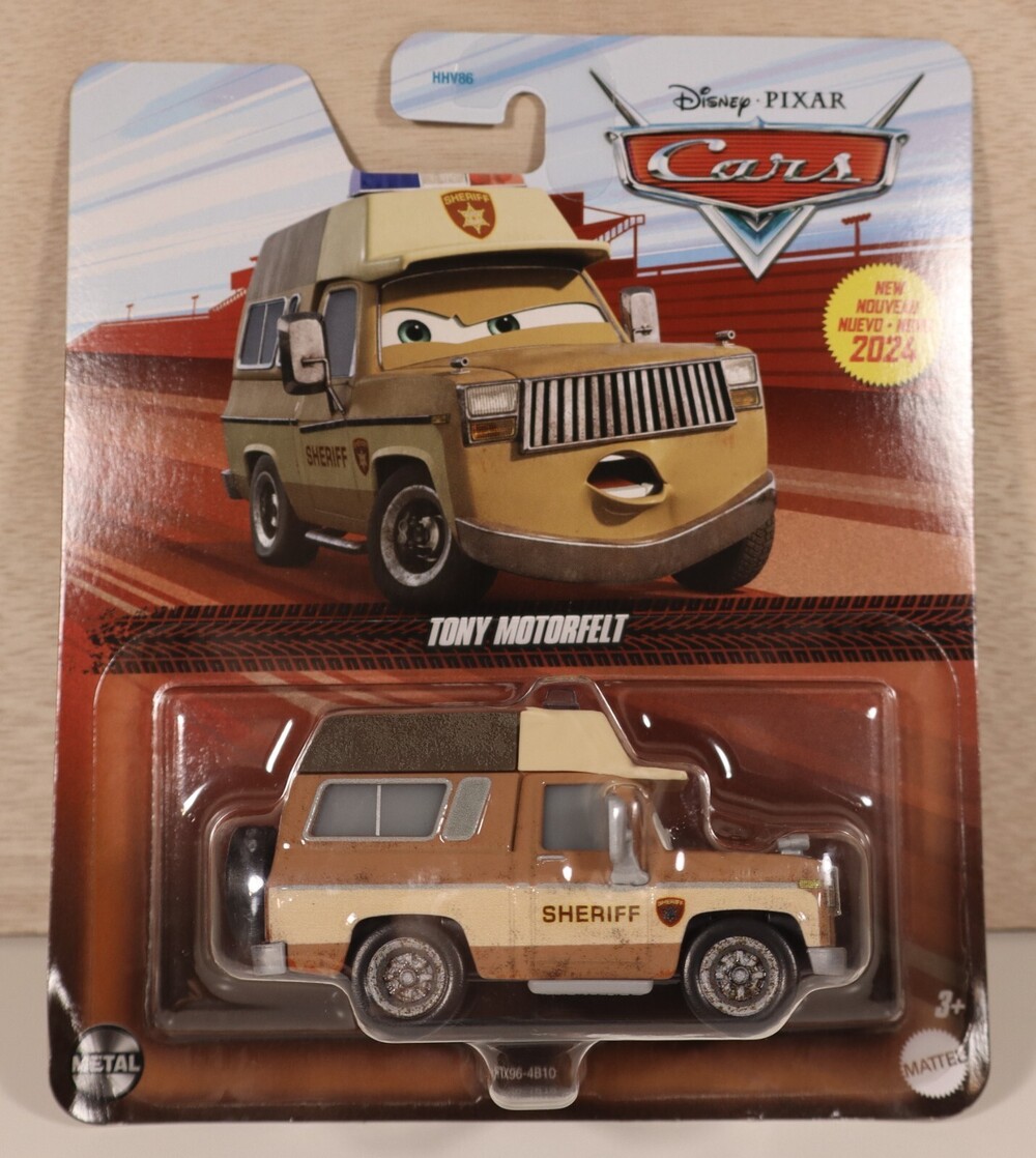 New-2024 Mattel Disney Pixar Cars Tony Motorfelt Sheriff Cars On The Road